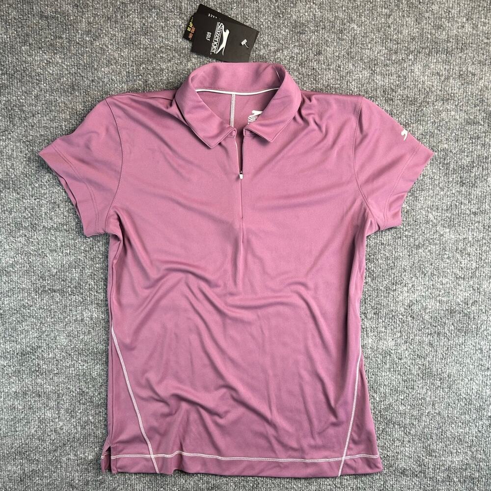 Slazenger Golf Polo Shirt Womens XS Berry Purple Quarter Zip Short Sleeve NWT
